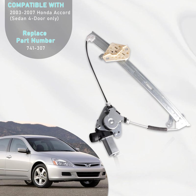 Predep Front Right Passenger Side Power Window Regulator with Motor Assembly Compatible for Honda Accord 2003-2007 Replacement 741-307, 72210SDAA02 - Image 2